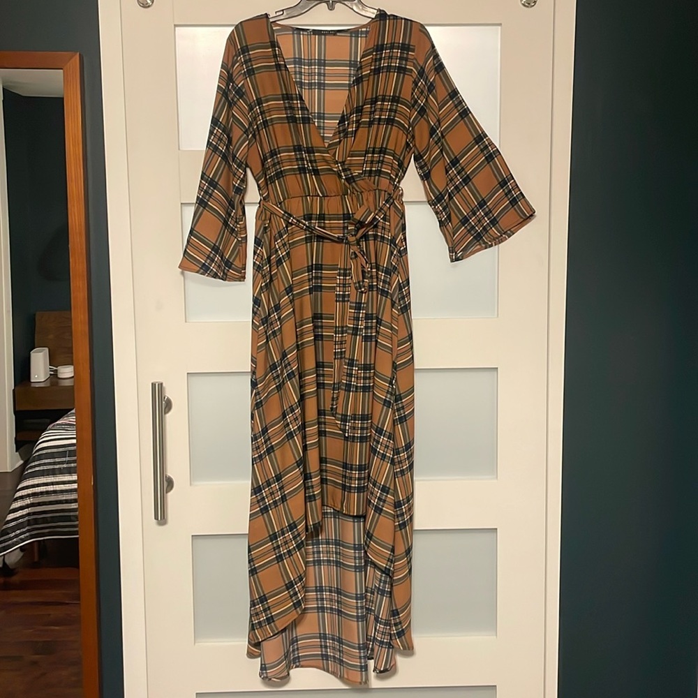 Plaid High Low Dress